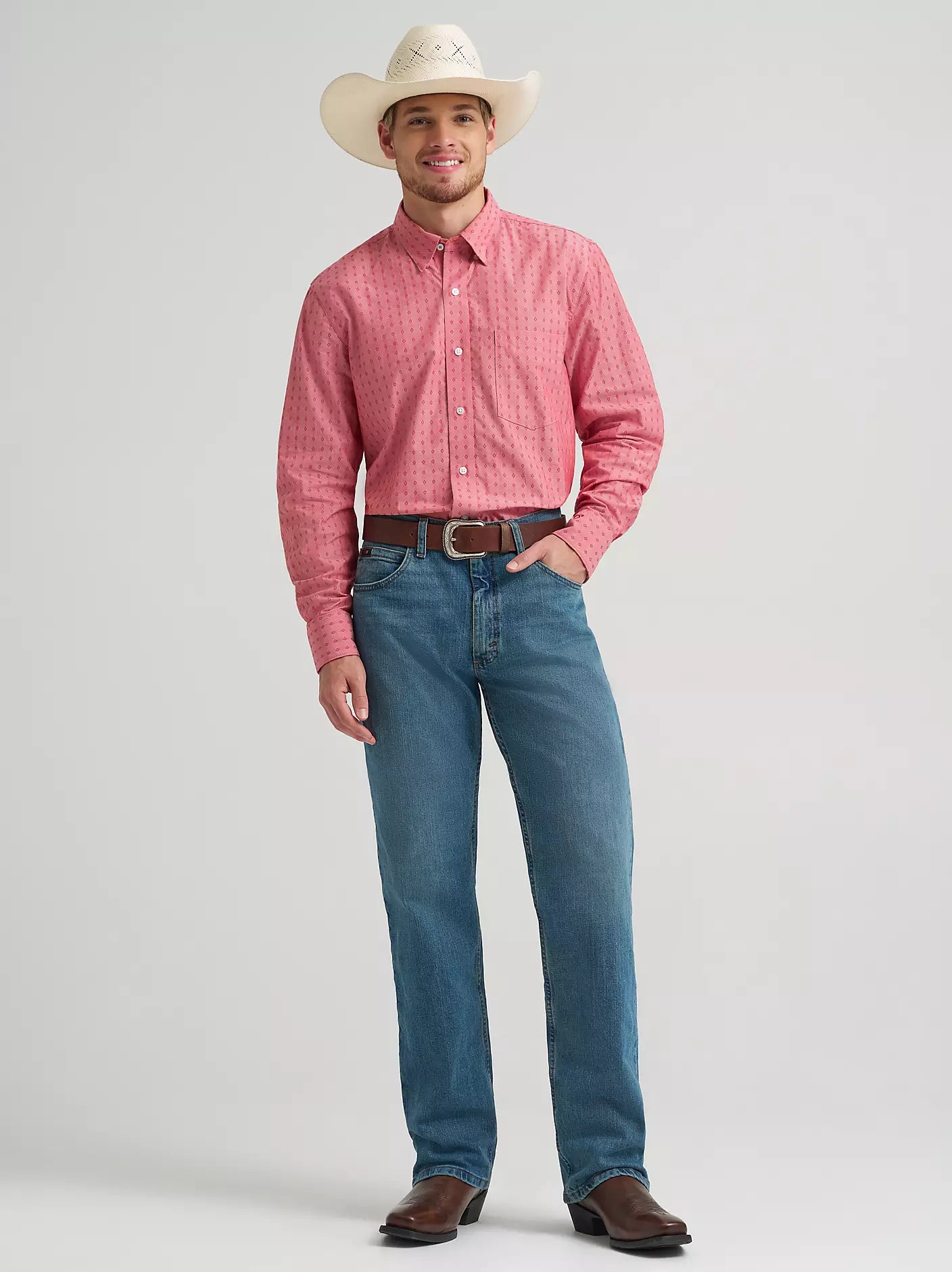 Wrangler Men - Cody Johnson Button Down (Flat Red Dobby) 112374464