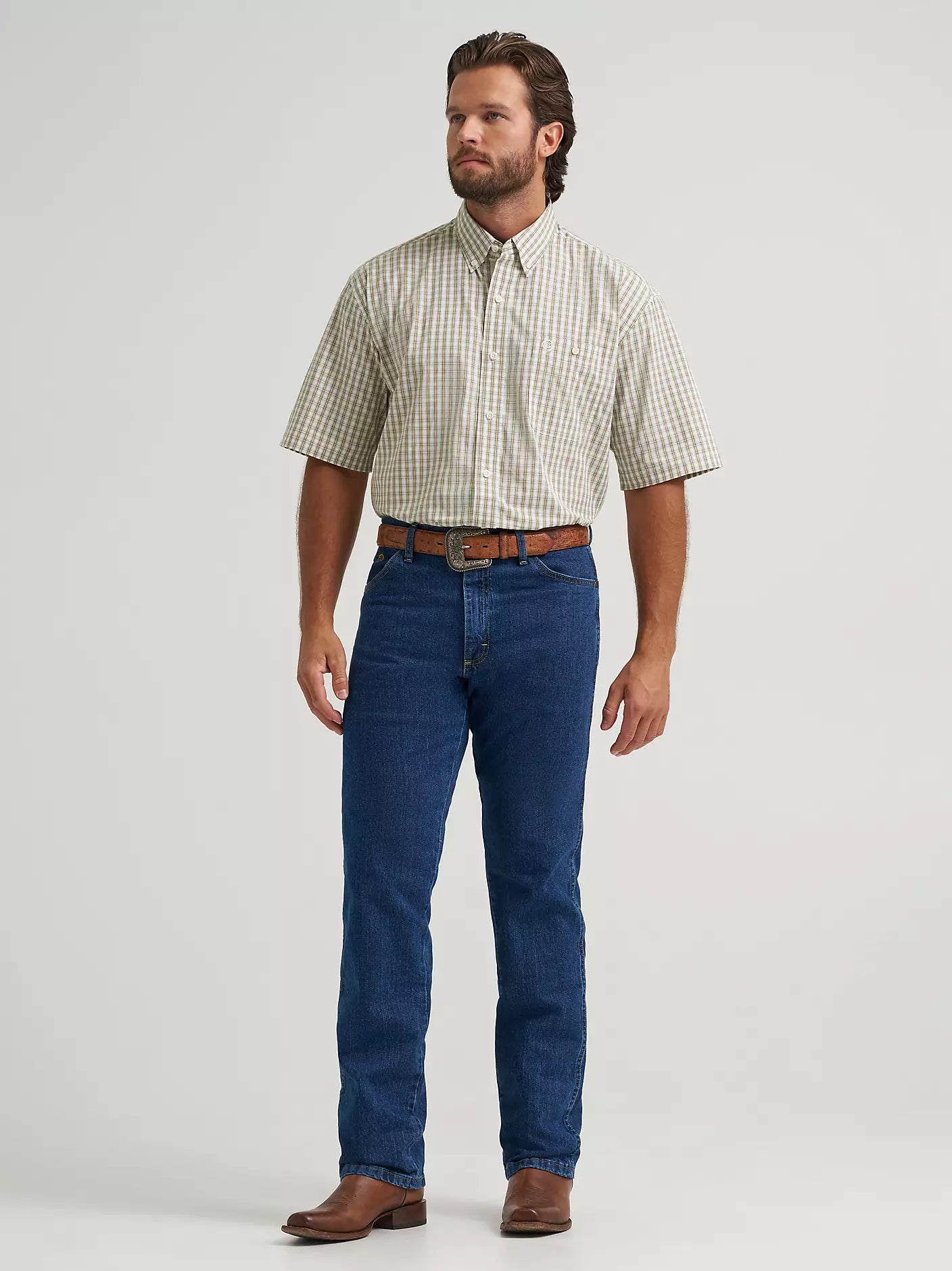 Wrangler Men - George Strait Short Sleeve (Apple Green Check) 112374542