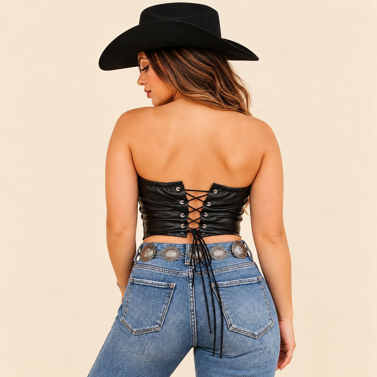 Lucky & Blessed Women - Boot Stitch Embroider Corset (Black) TO720-BLK