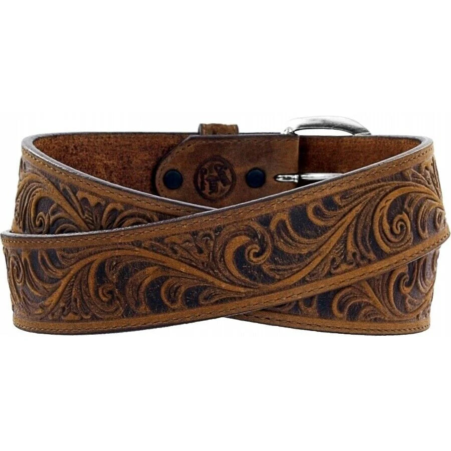Justin Men - Western Scroll Tooled Belt (Brown) 53909