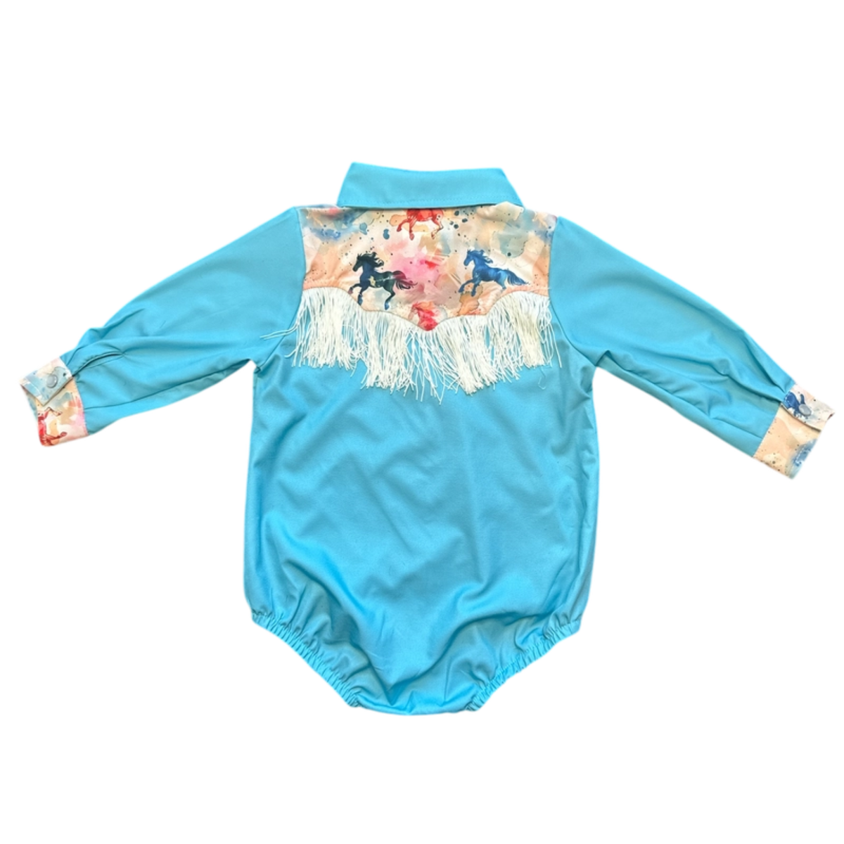Shea Baby - Watercolor Horse Ls Pearl Snap Onesie (GWEST24)