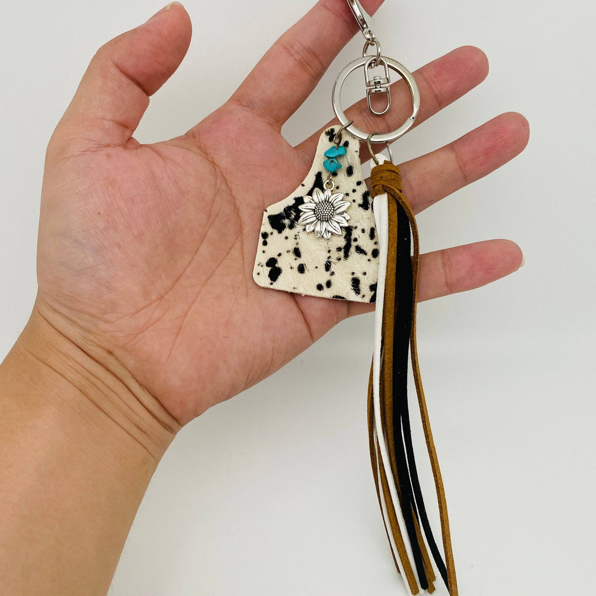 Cow Tag Tassel Keychain (Cow print)