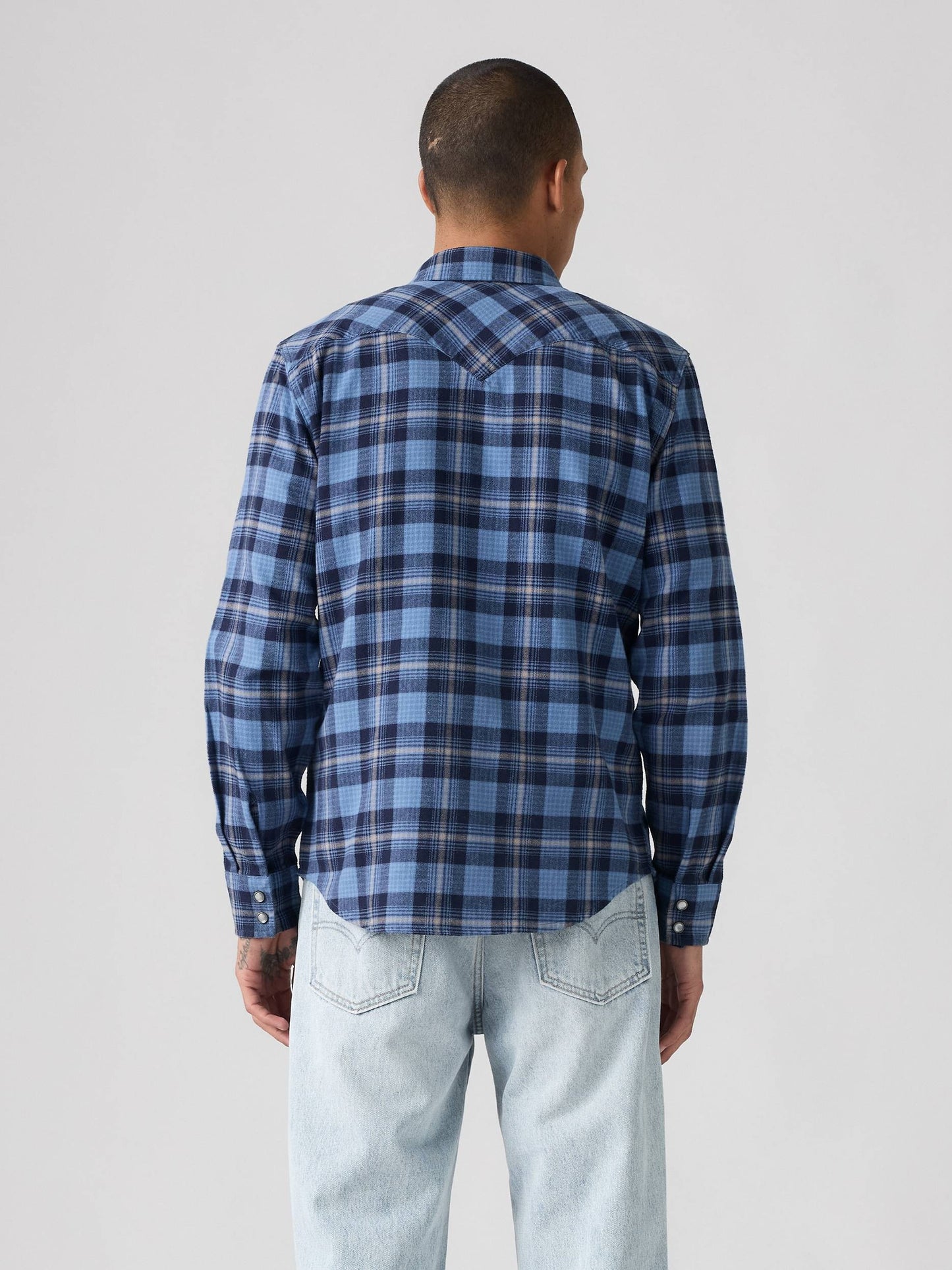 Levi's Men - Classic Western Snap Shirt (Blue Flannel) 857450241