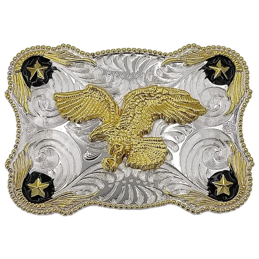 Large Rectangular Belt Buckle (Eagle Stars)