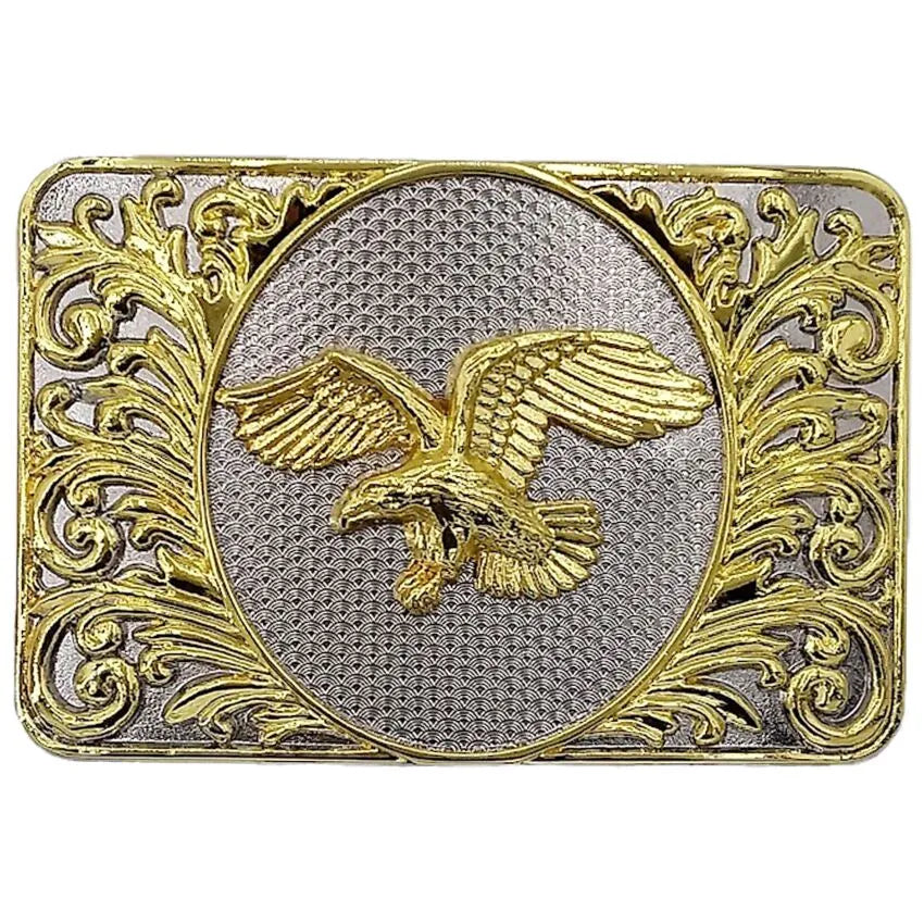 Large Rectangular Belt Buckle (Eagle Floral)