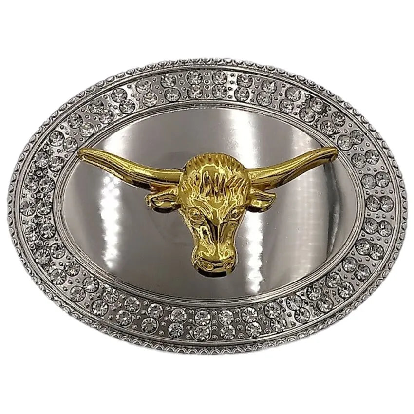 Large Oval Belt Buckle (Silver Bull)