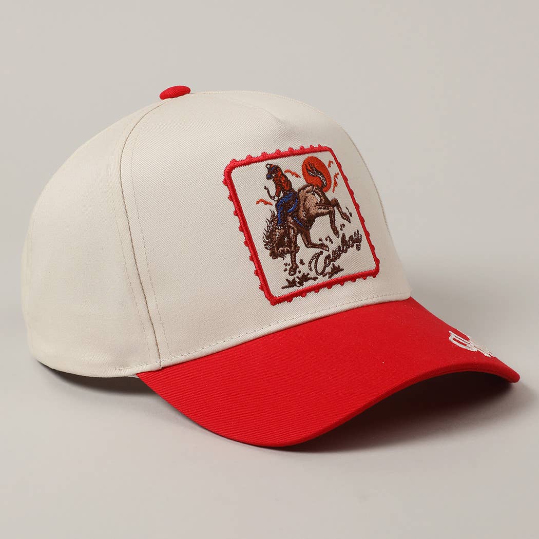 Cowboy Bronc Cap Howdy (Red)
