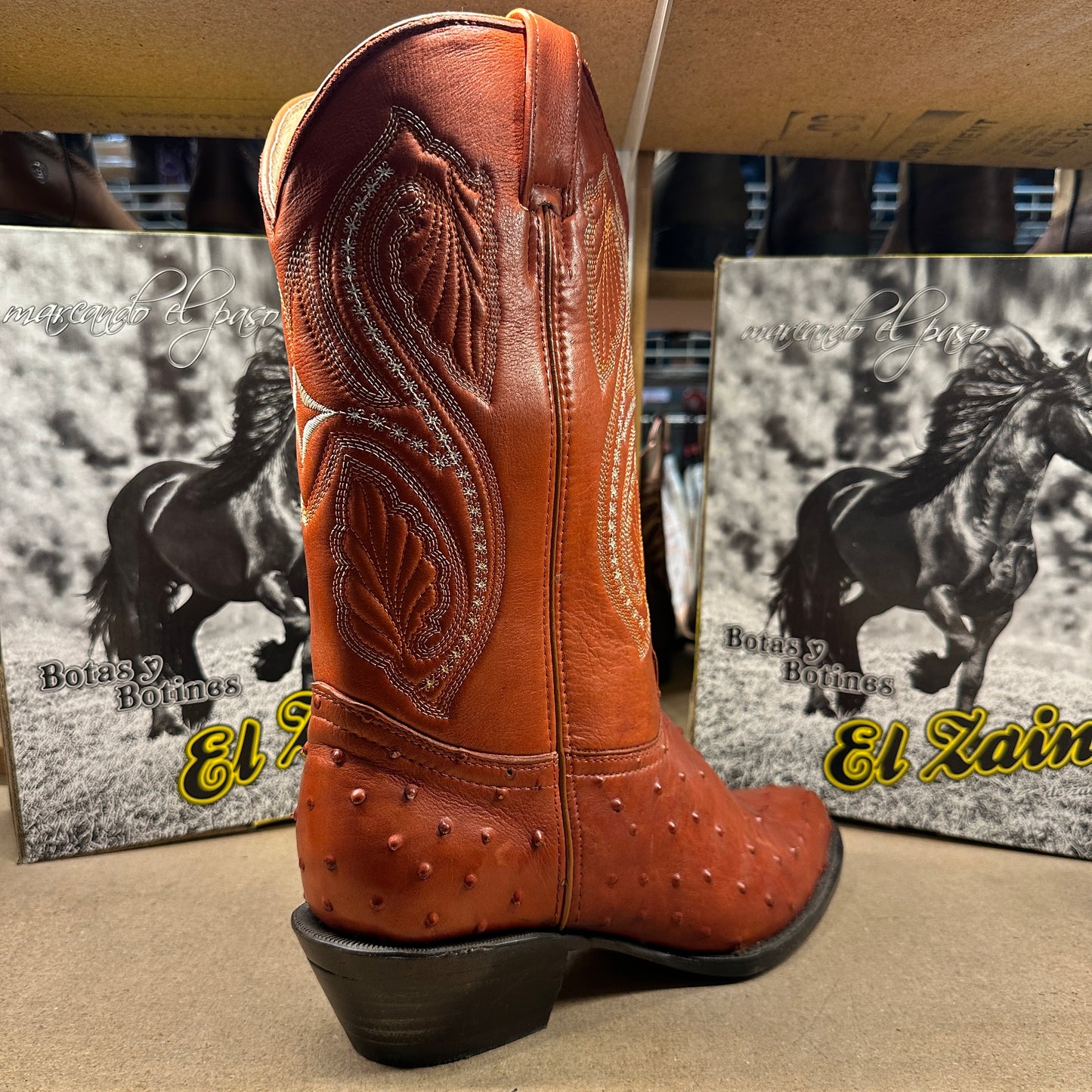 La Bufa Men - Imitation Ostrich Boot (Cognac)