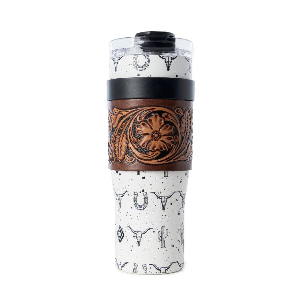 Myra - Westmark Tooled Western Tumbler (White) S-14766