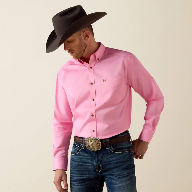 Ariat Men - Solid Twill Classic Fit Shirt (Pink) 10016692