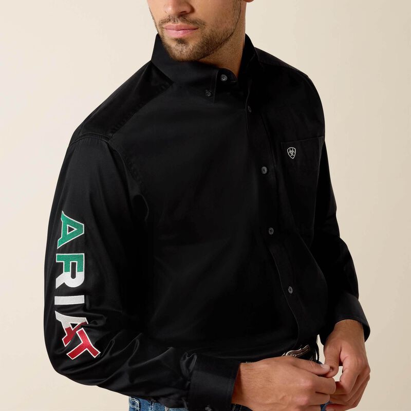 Ariat Men - Team Logo Twill Classic Fit Shirt (Black Mexico) 10038500
