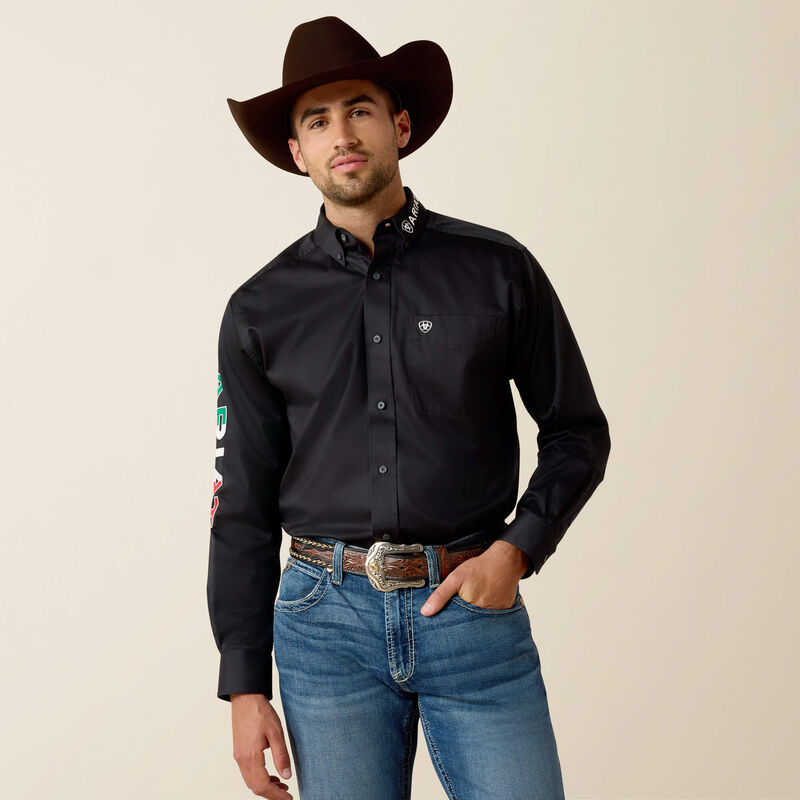 Ariat Men - Team Logo Twill Classic Fit Shirt (Black Mexico) 10038500