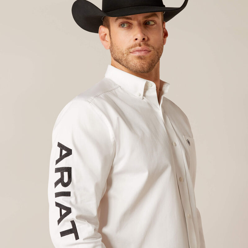 Ariat Men - Team Logo Twill Classic Fit Shirt (White) 10046825