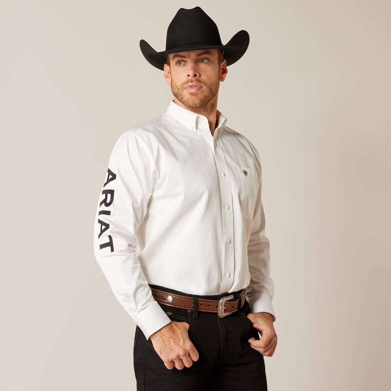 Ariat Men - Team Logo Twill Classic Fit Shirt (White) 10046825