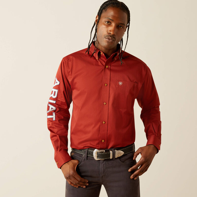 Ariat Men - Team Logo Twill Classic Fit Shirt (Dark Red) 10055288
