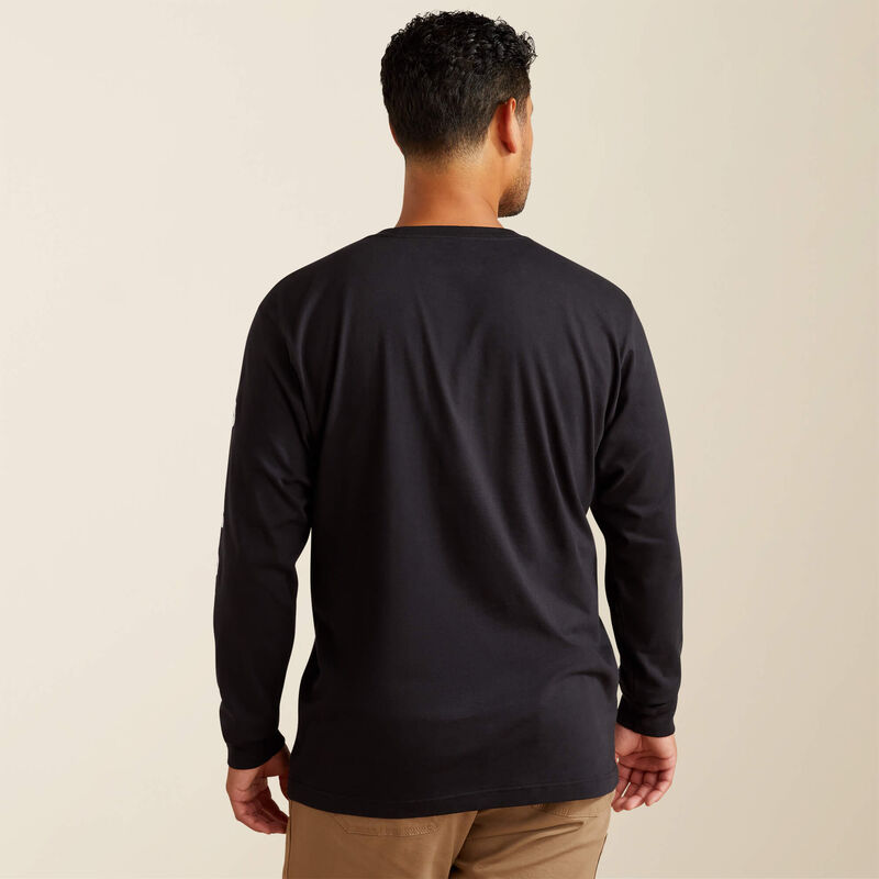 Ariat Men - Rebar Long Sleeve Logo Pocket T-Shirt (Black) 10062752
