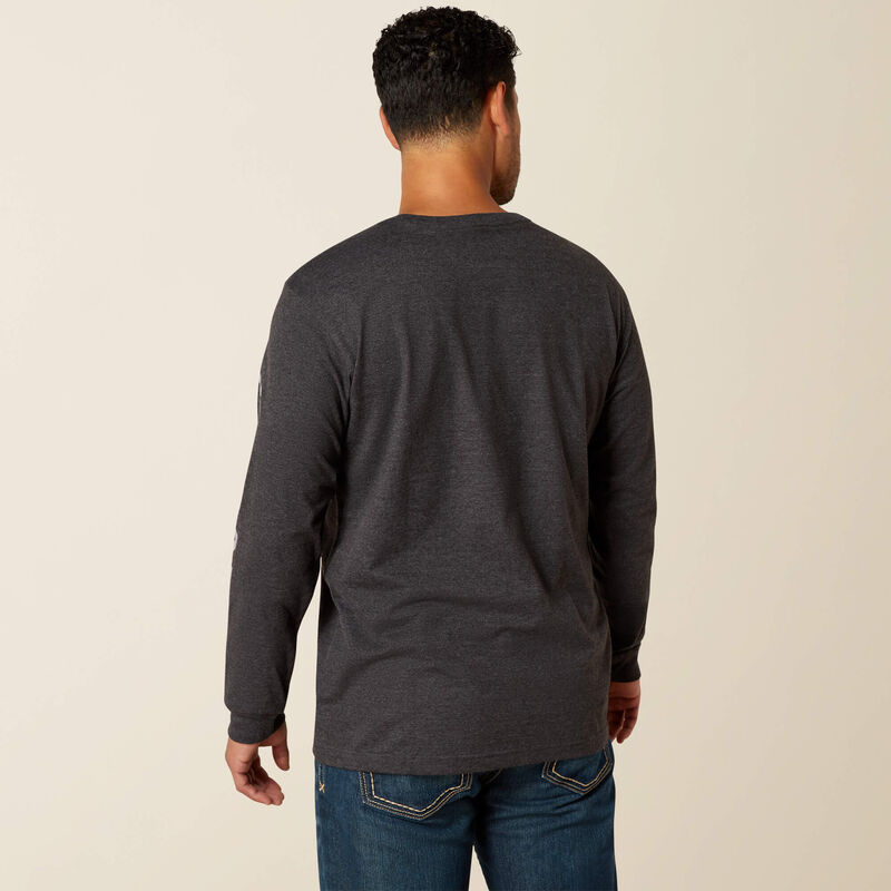 Ariat Men - Rebar Long Sleeve Logo Pocket T-Shirt (Heather Charcoal) 10062753