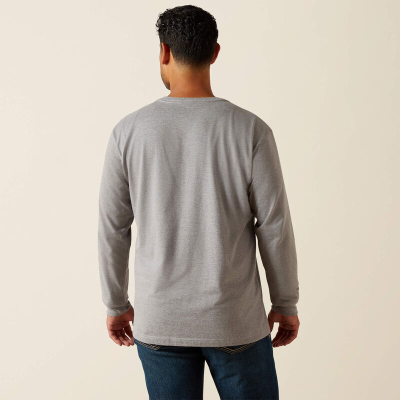 Ariat Men - Rebar Long Sleeve Logo Pocket T-Shirt (Heather Grey) 10062754