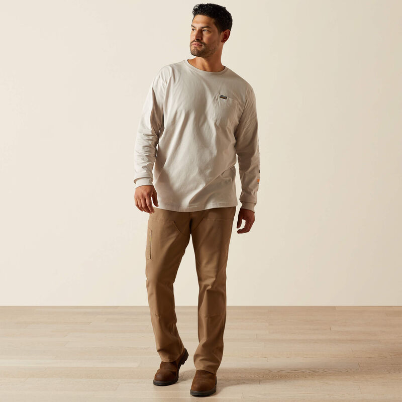 Ariat Men - Rebar Long Sleeve Logo Pocket T-Shirt (String) 10062756