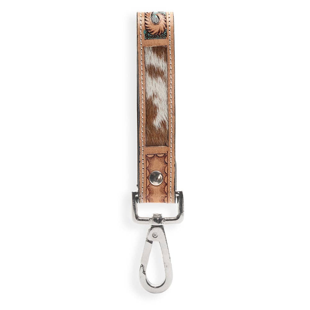 Myra - Jackstone Hand-tooled Leather Key Fob (Tan) S-9845