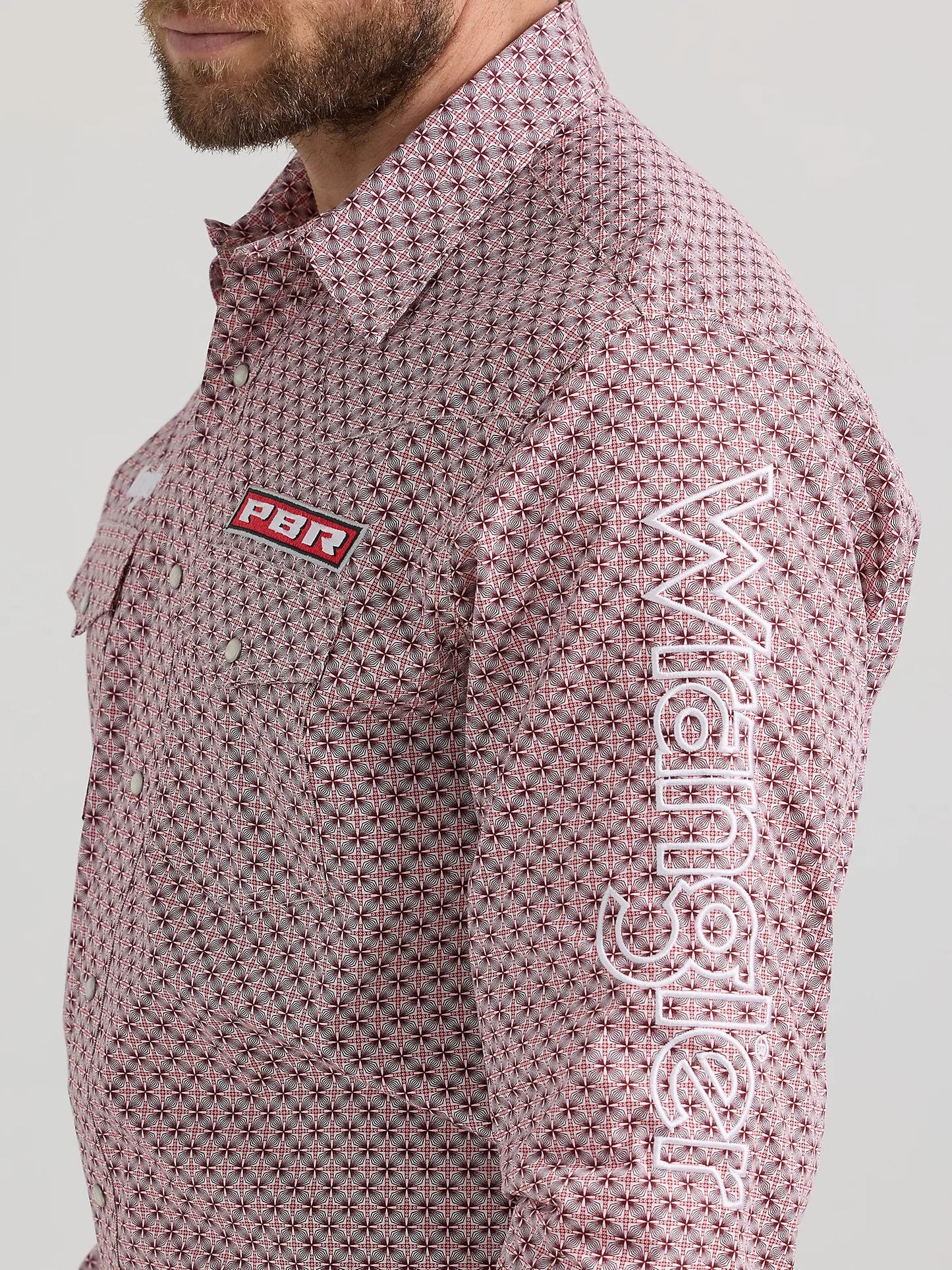 Wrangler Men - PBR Logo Snap Shirt (Red Geo) 112352655