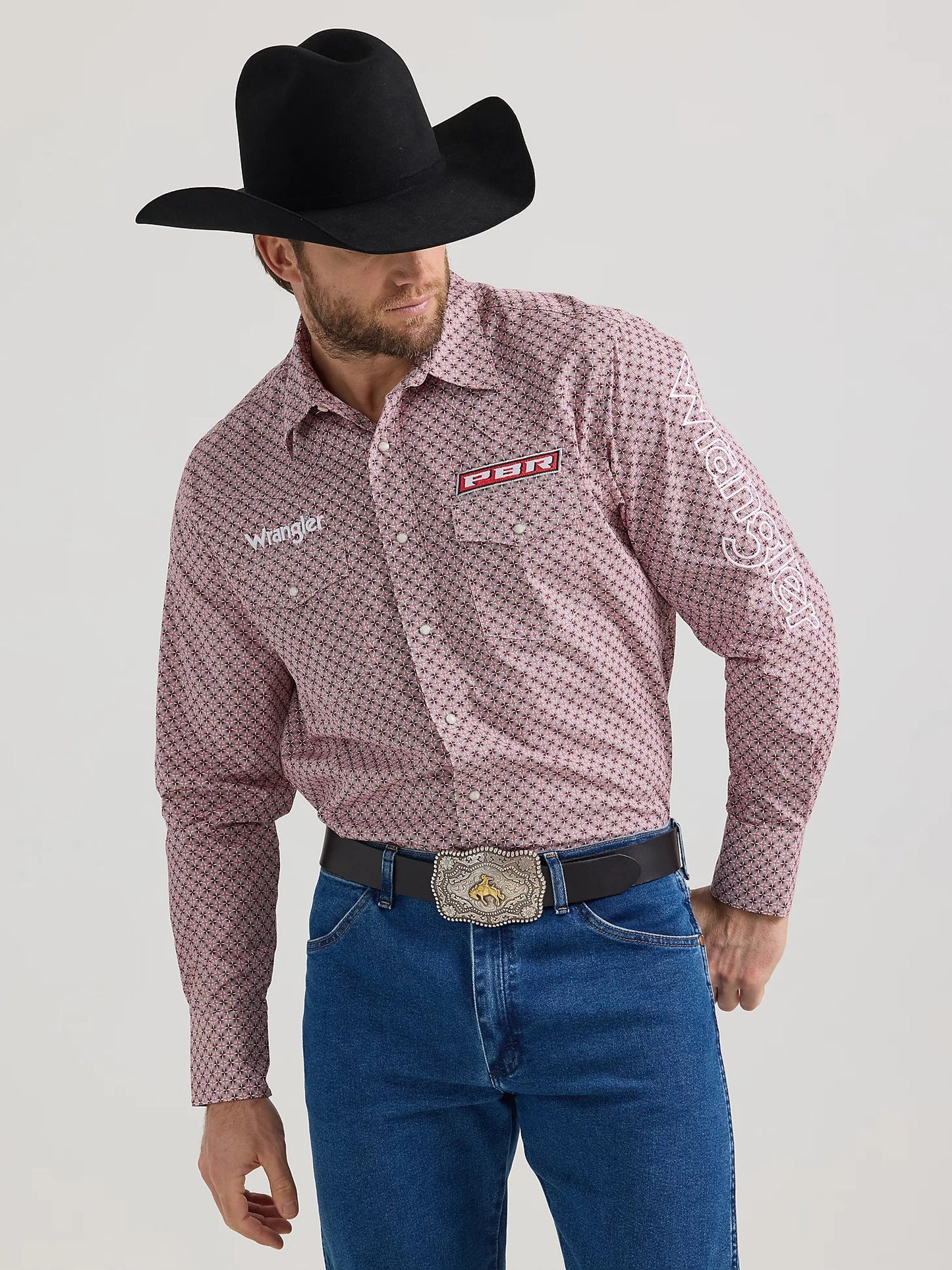 Wrangler Men - PBR Logo Snap Shirt (Red Geo) 112352655