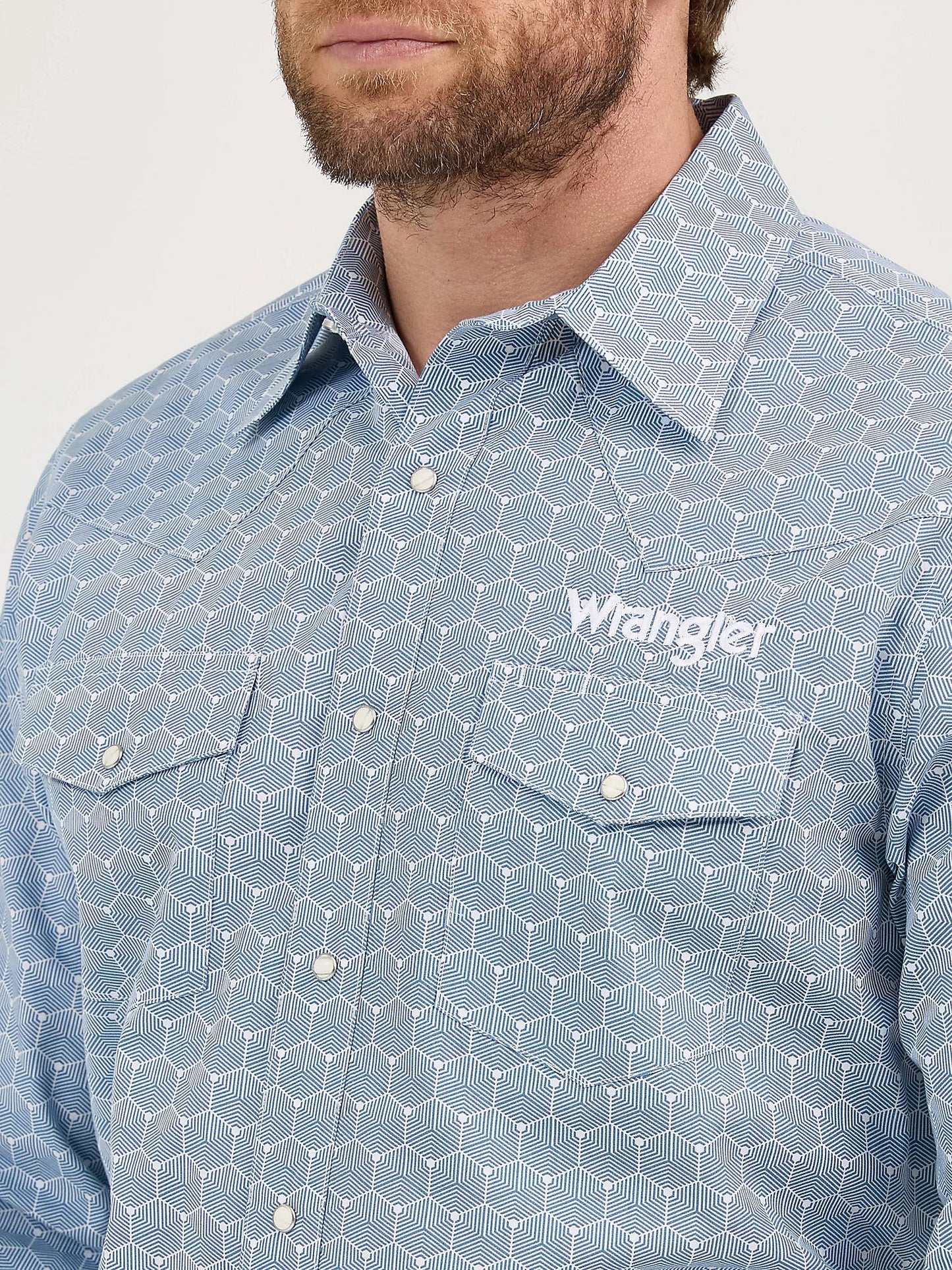 Wrangler Men - Wrangler Logo Snap Shirt (Blue Geo) 112359470