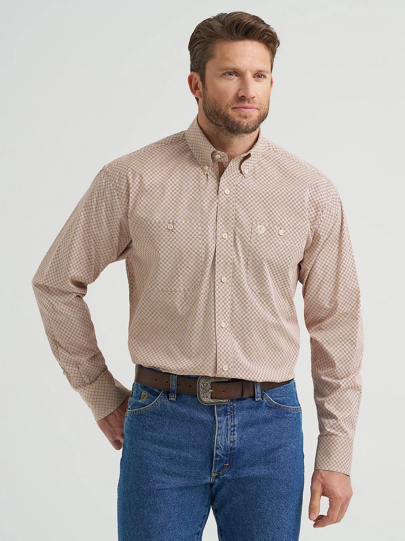 Wrangler Men - George Strait Button Down (Purple Tan Mod) 112369564