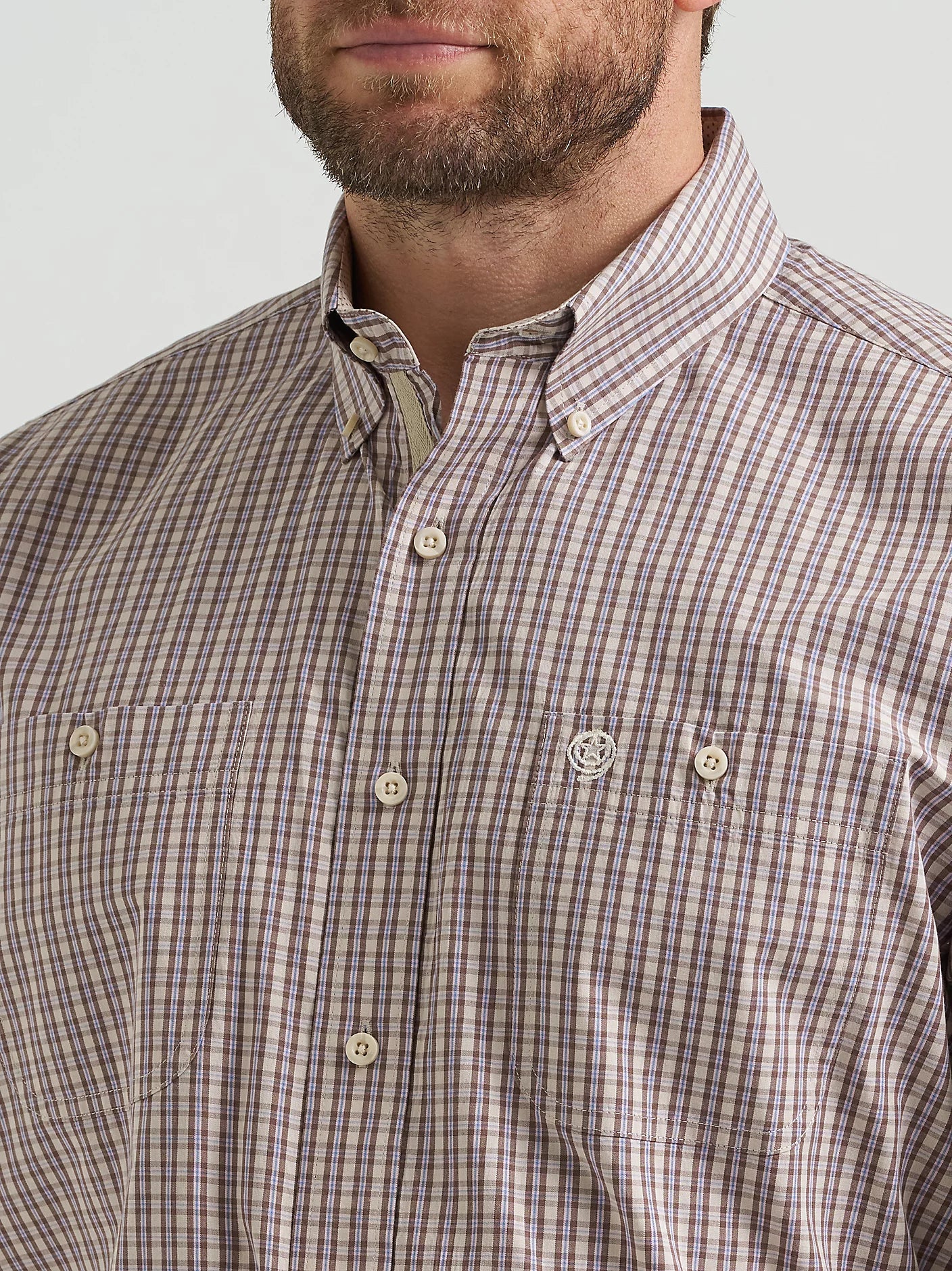 Wrangler Men - George Strait Button Down (Purple Tan Plaid) 112369635