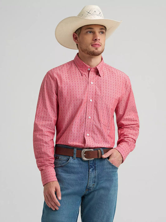Wrangler Men - Cody Johnson Button Down (Flat Red Dobby) 112374464