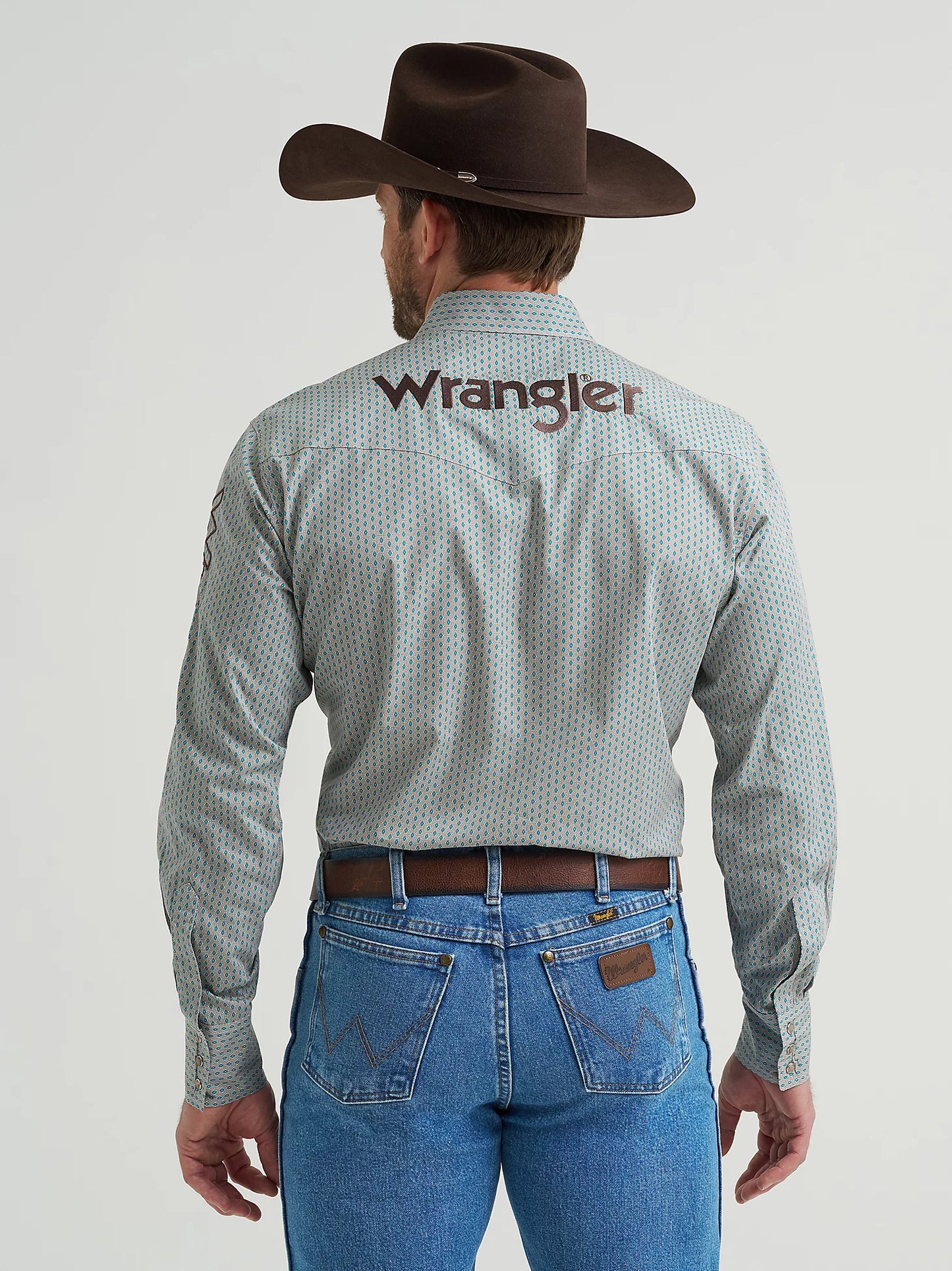 Wrangler Men - Wrangler Logo Snap Shirt (Peacock) 112369449