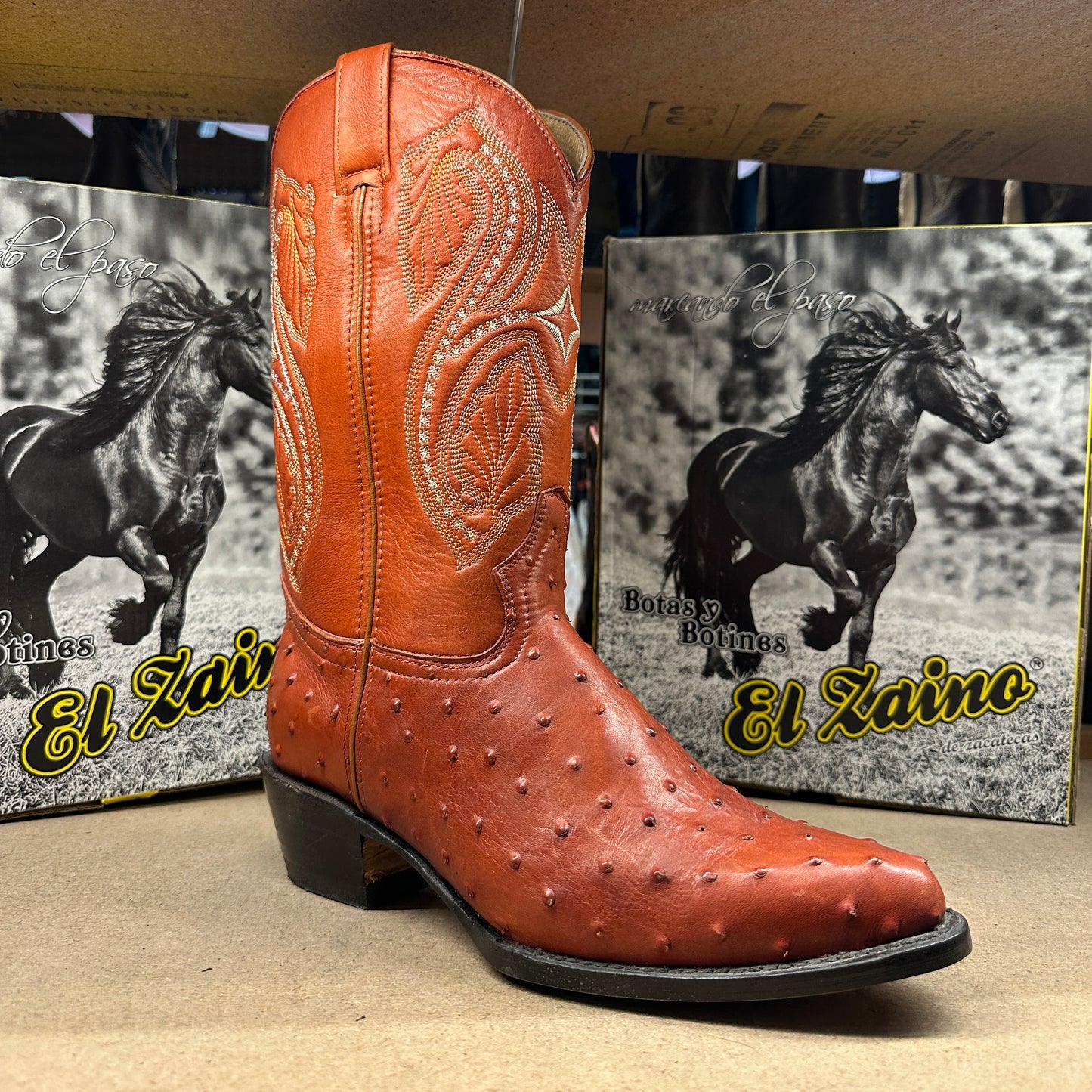 La Bufa Men - Imitation Ostrich Boot (Cognac)