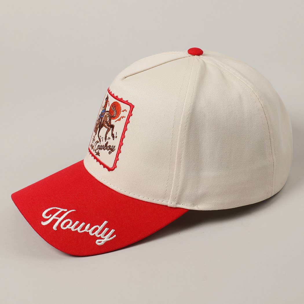 Cowboy Bronc Cap Howdy (Red)