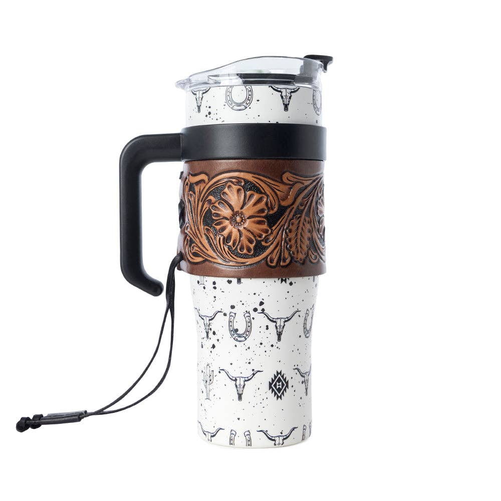 Myra - Westmark Tooled Western Tumbler (White) S-14766