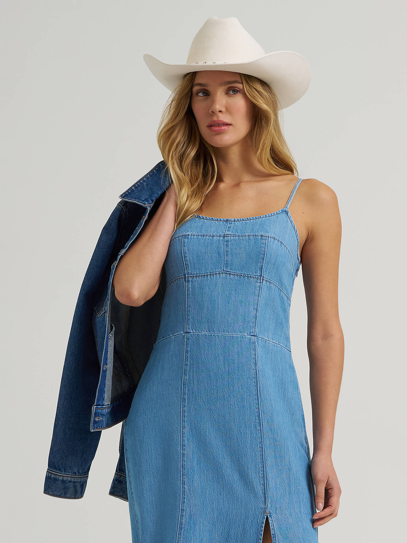 Wrangler Women - Denim Slit Front Maxi Dress (Mid Denim) 112375237
