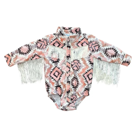 Shea Baby - Aztec Ls Pearl Snap Onesie (BGWEST82)