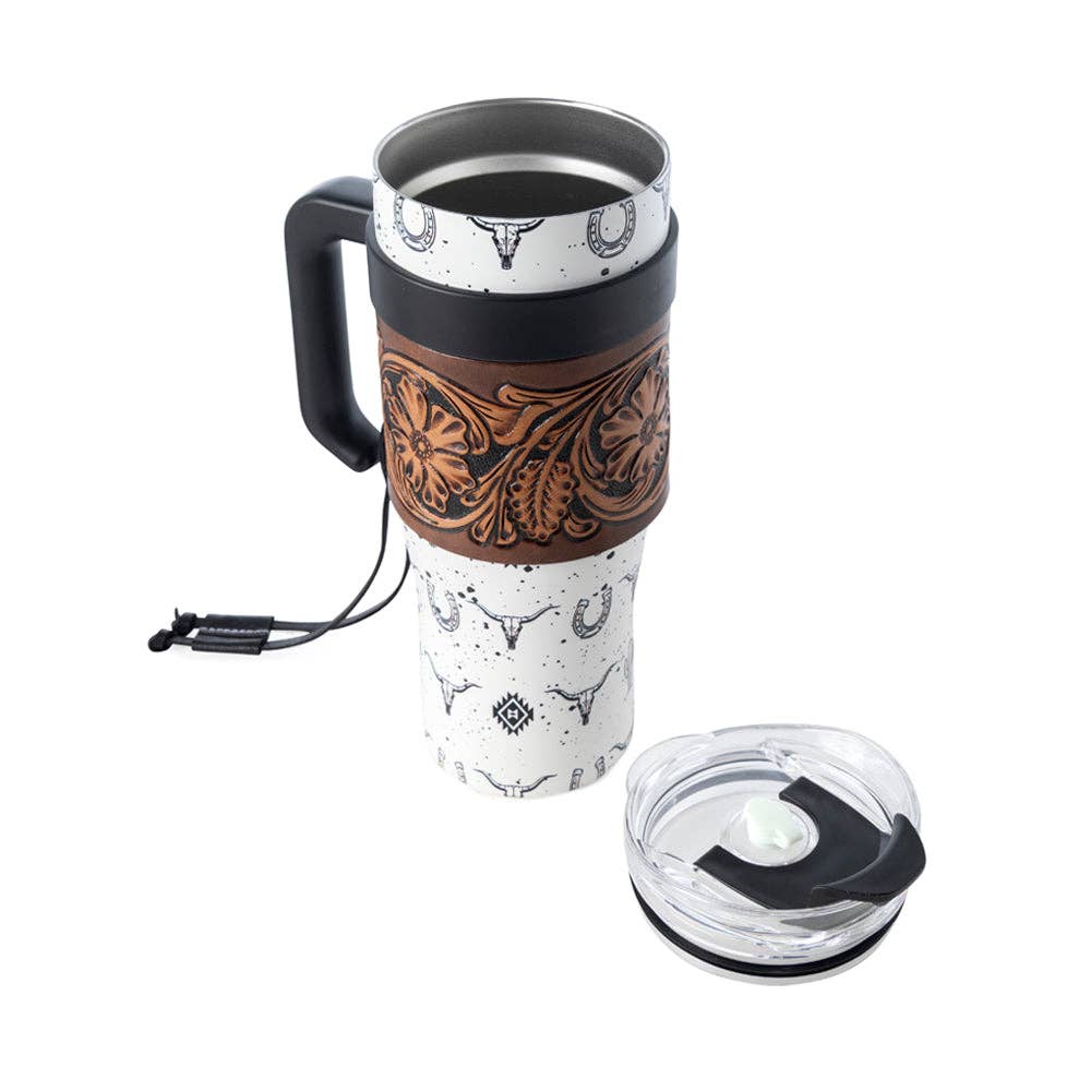 Myra - Westmark Tooled Western Tumbler (White) S-14766