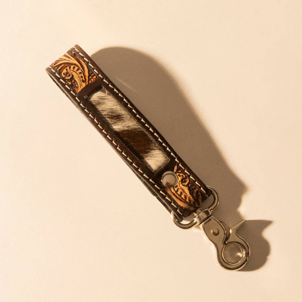 Myra - Hide Inlay Western Key Fob (Dark Brown) S-14466