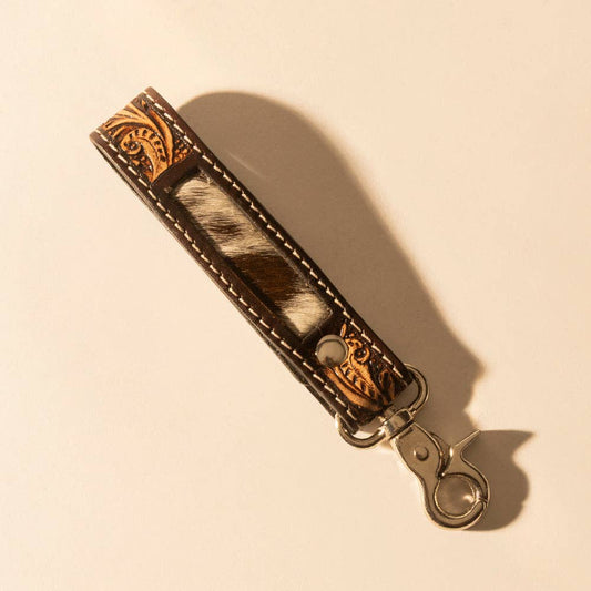 Myra - Hide Inlay Western Key Fob (Dark Brown) S-14466