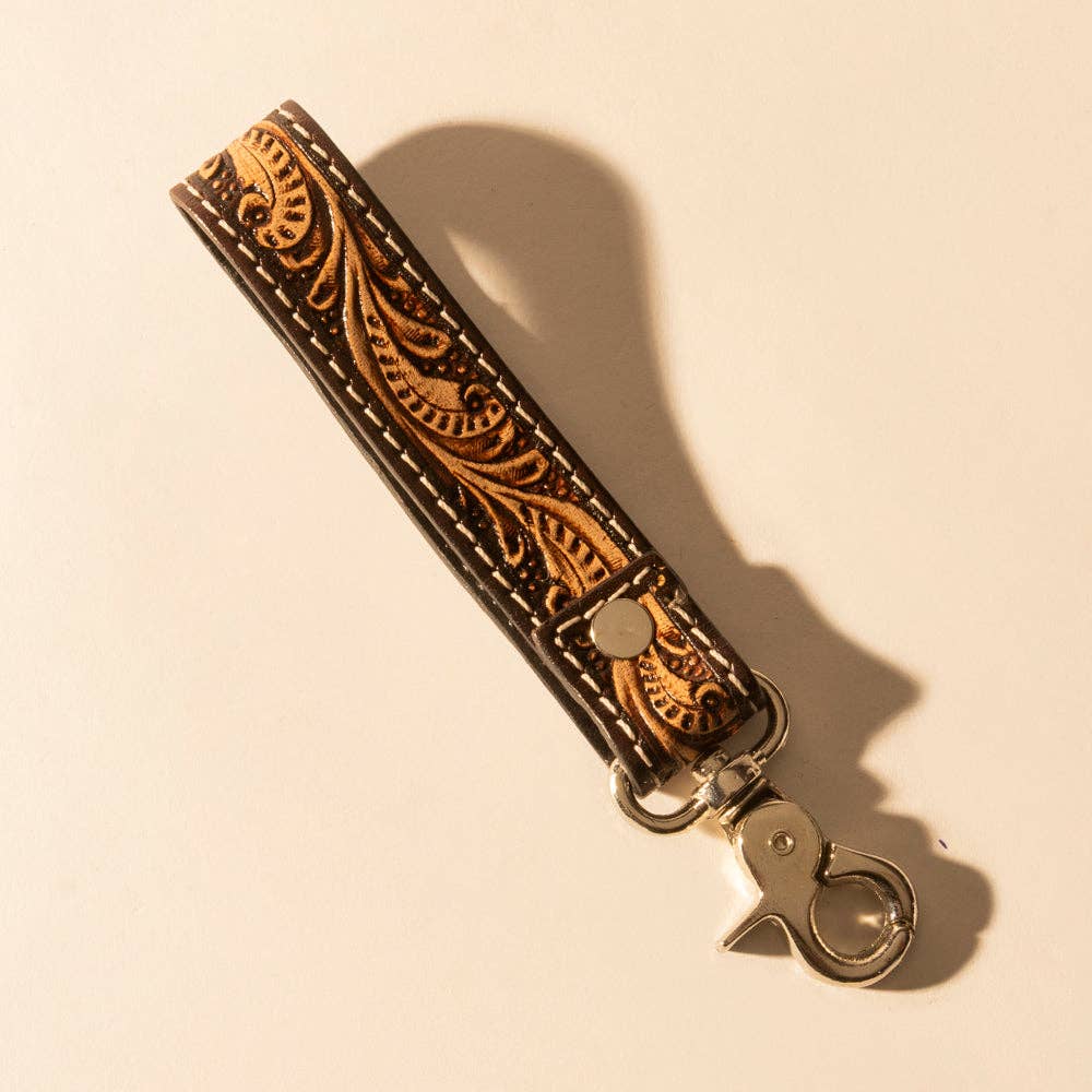 Myra - Hide Inlay Western Key Fob (Dark Brown) S-14466