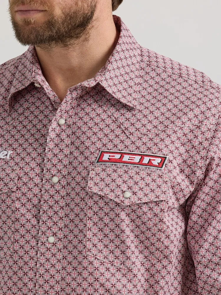 Wrangler Men - PBR Logo Snap Shirt (Red Geo) 112352655