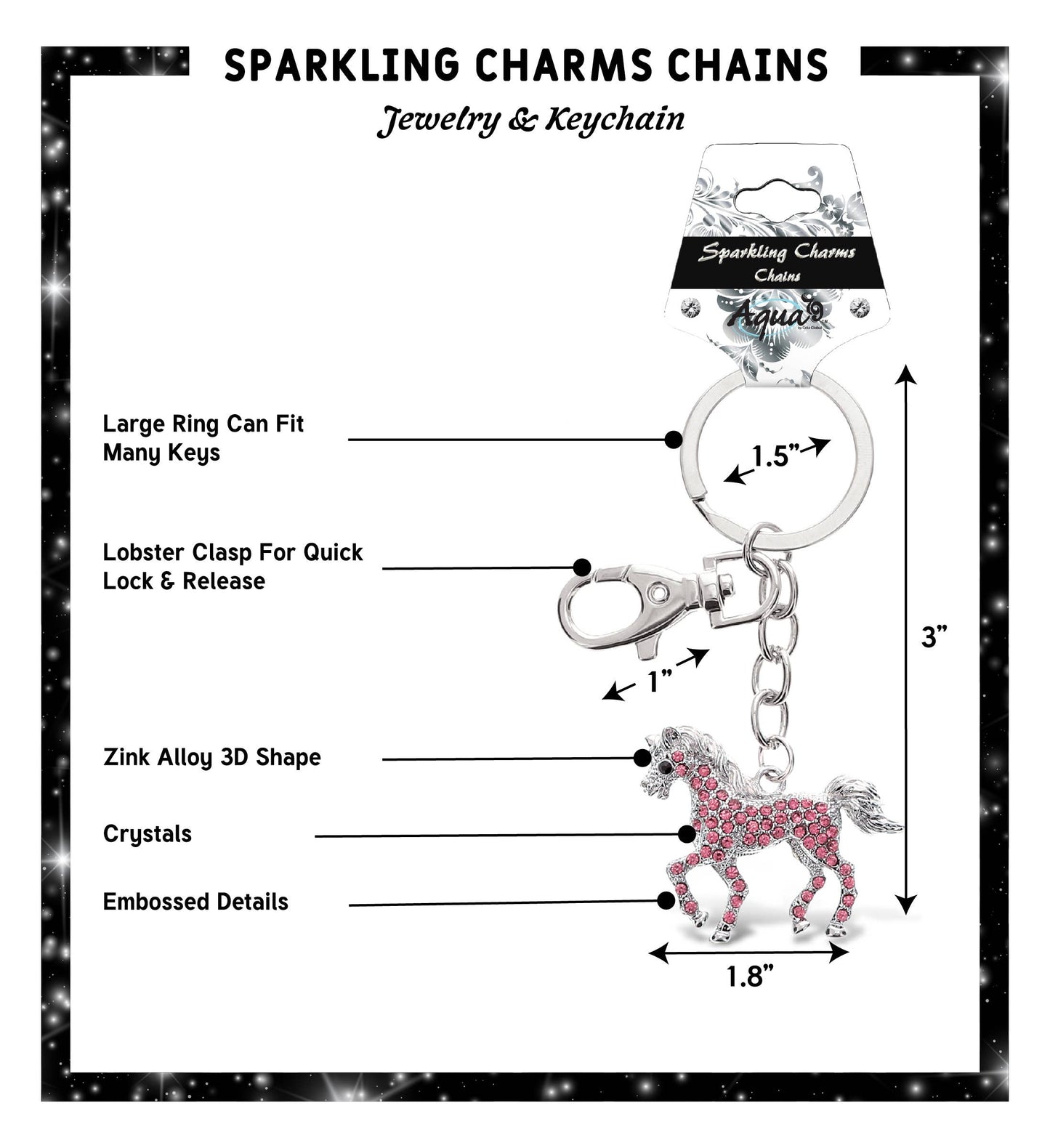 Sparkling Charms - Pink Horse