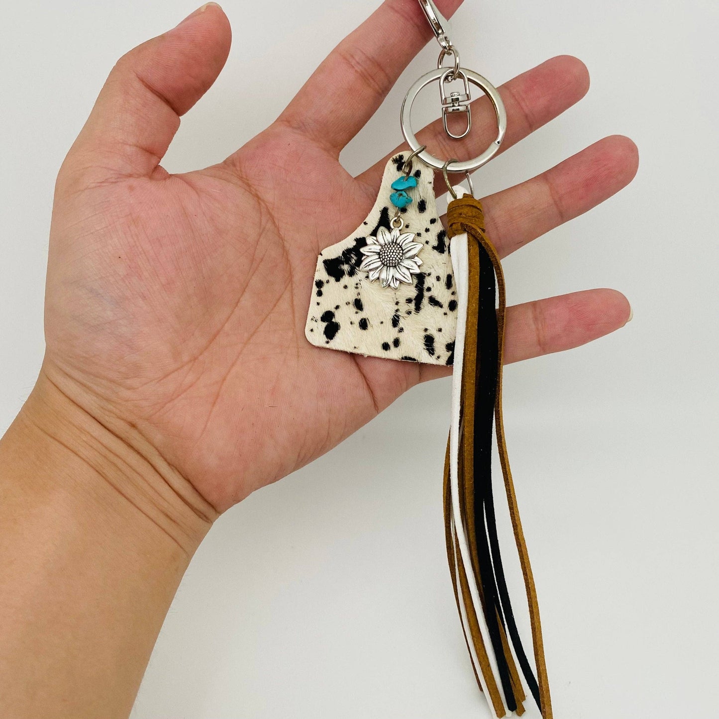 Cow Tag Tassel Keychain (Cow print)