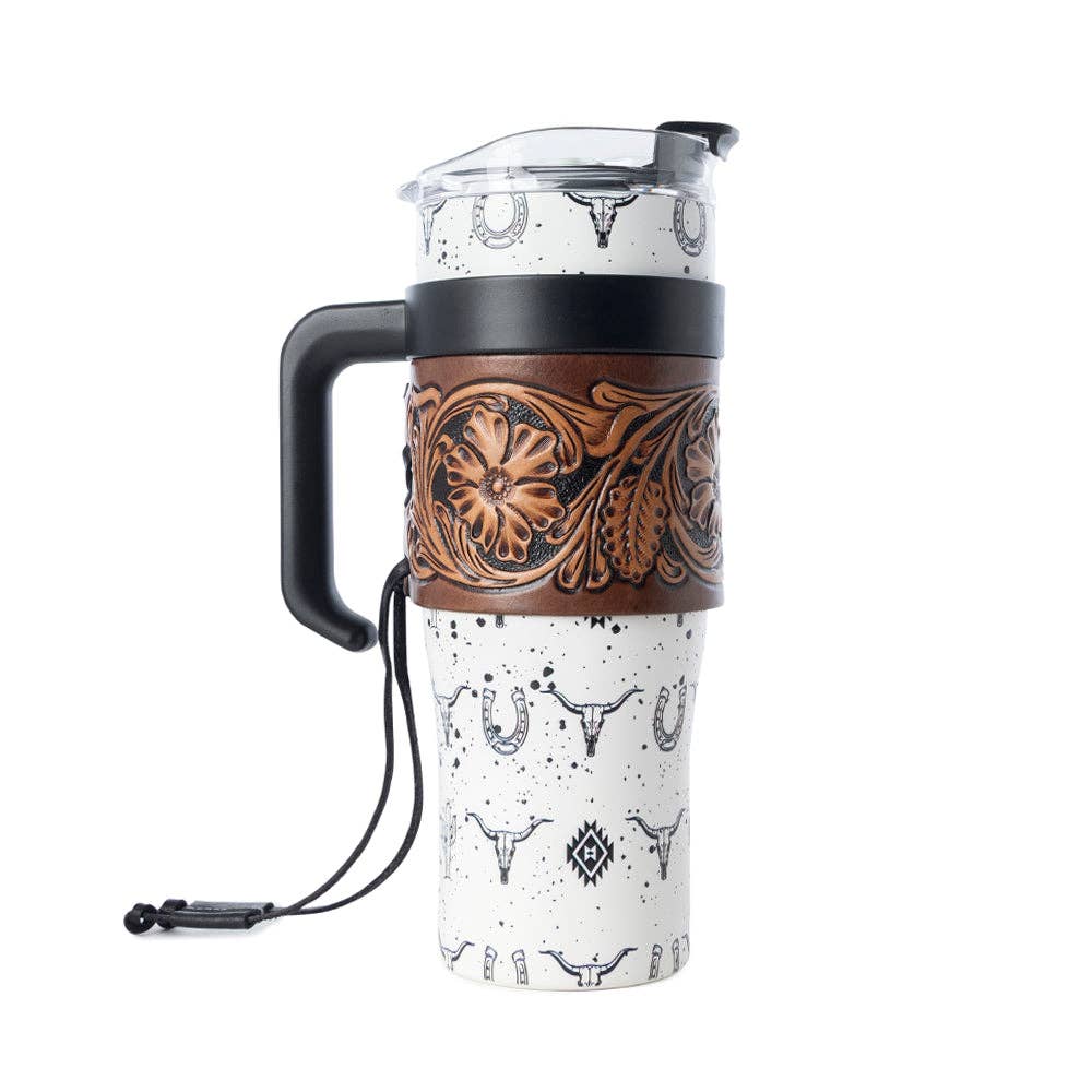 Myra - Westmark Tooled Western Tumbler (White) S-14766
