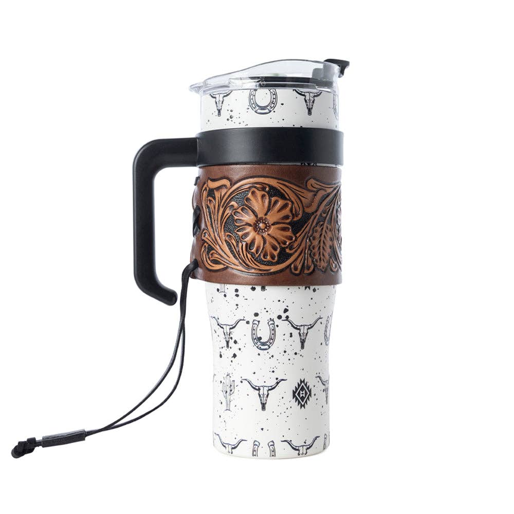 Myra - Westmark Tooled Western Tumbler (White) S-14766