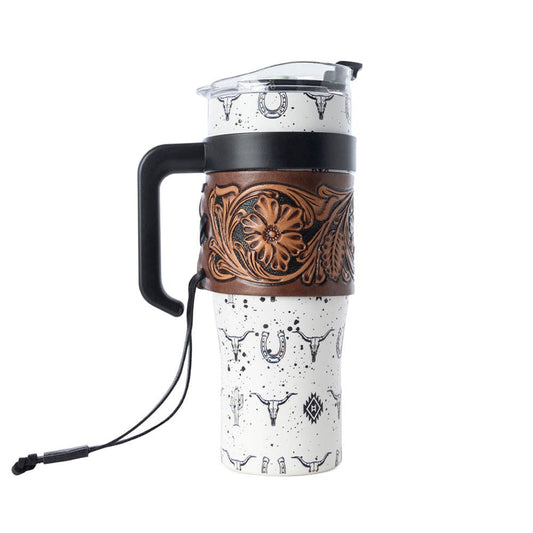 Myra - Westmark Tooled Western Tumbler (White) S-14766