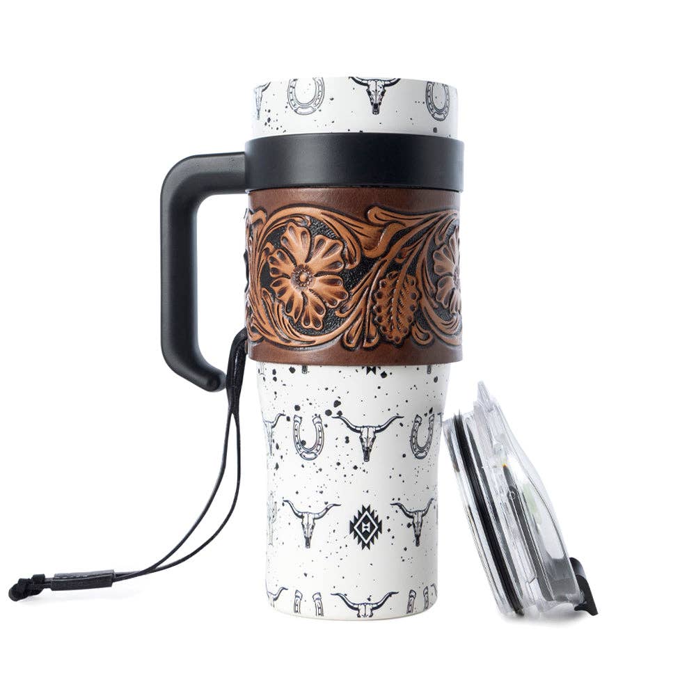 Myra - Westmark Tooled Western Tumbler (White) S-14766