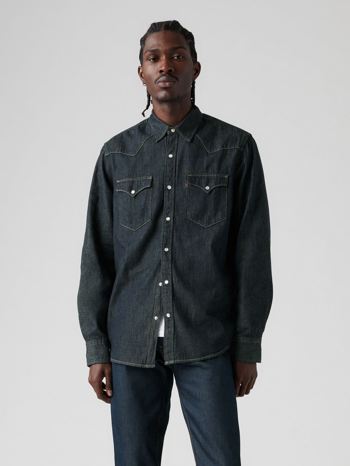 Levi's Men - Classic Western Snap Shirt (Dark Wash Denim) 857450002
