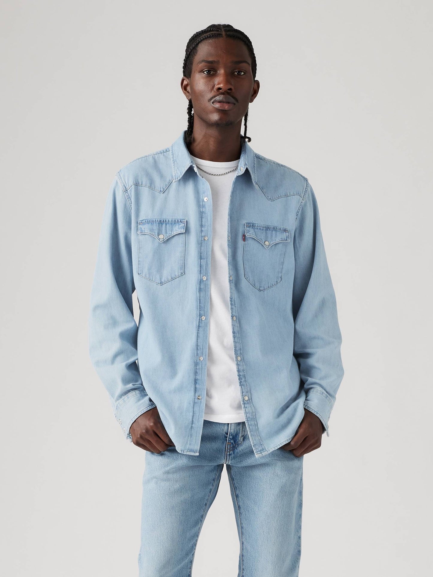 Levi's Men - Classic Western Snap Shirt (Medium Wash Denim) 857450074