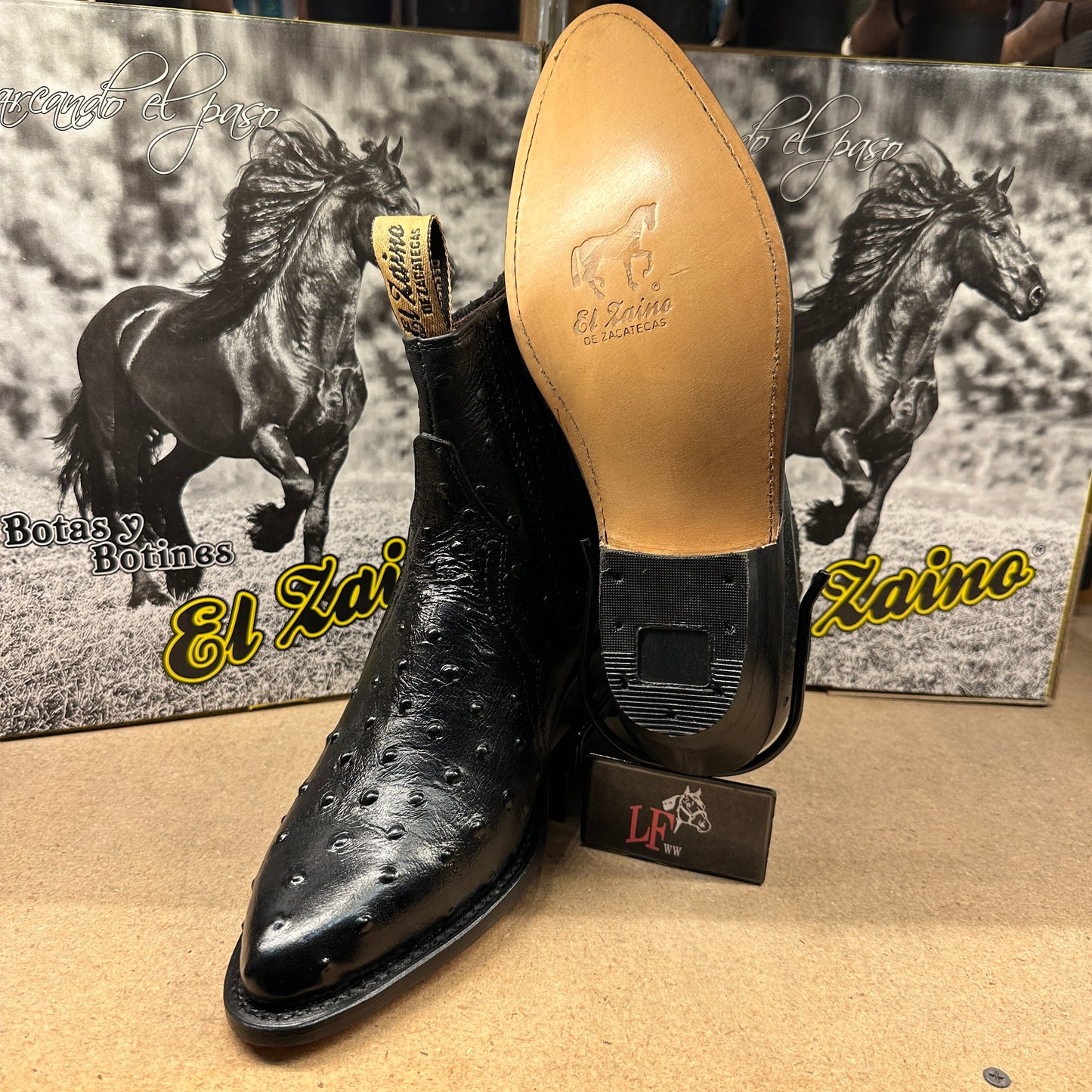 La Bufa Men - Imitation Ostrich Botin (Black)